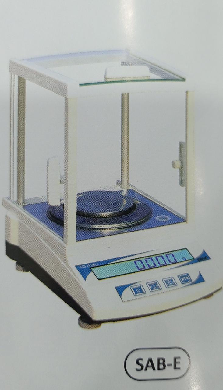 PRECISION ELECTRONIC WEIGHING BALANCE-220 GM-0.001 GM 1 MG-EXTERNAL CALIBRATION-MODEL SAB 203E